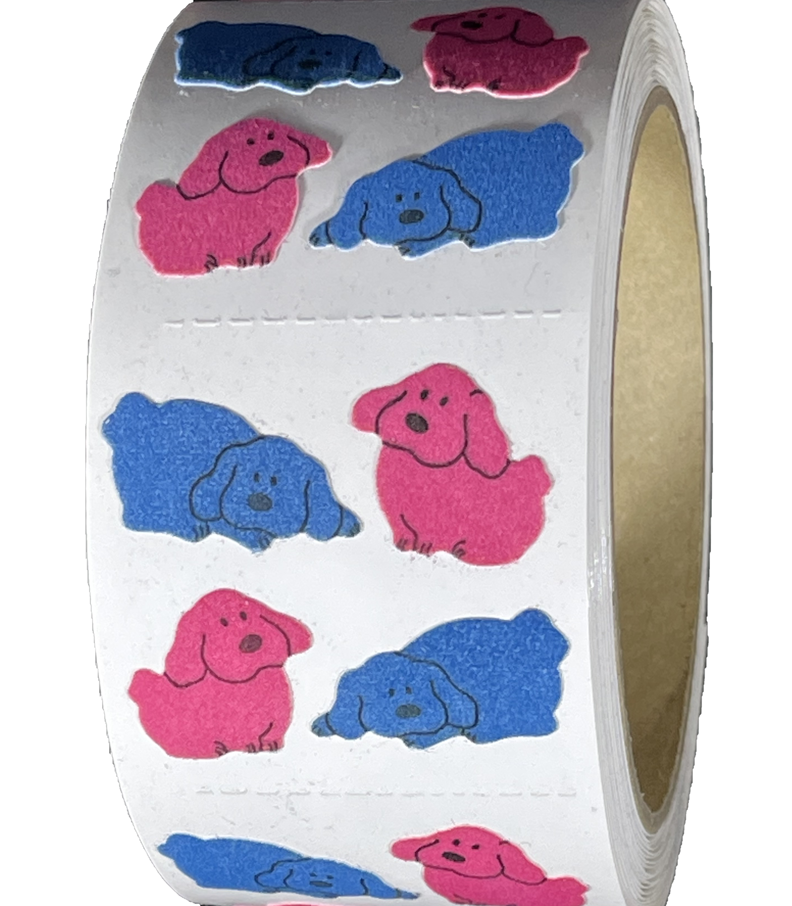 400 Dog Stickers in roll of 100 modules (2 "x 2"), each sticker 1.00", RFZ0107