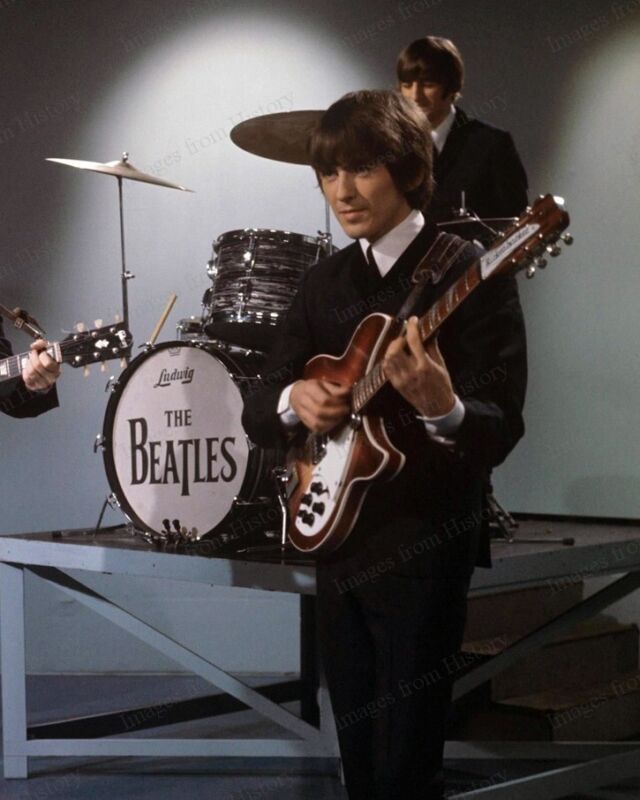8x10 Print George Harrison Ringo Starr Beatles on Stage #FER