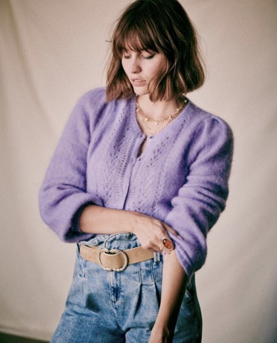 Sezane Aurélia Sweater 水色葉模様 Sezane Aurélia Sweater 水色葉模様高価