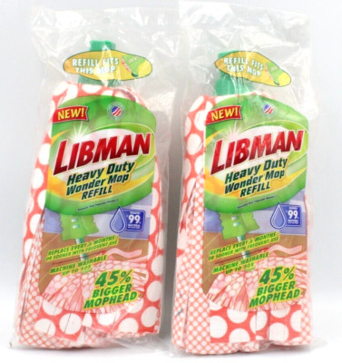 Libman Wonder Mop Heavy Duty  Refill Head 45% bigger mop head 2 pack