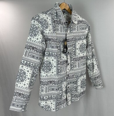 LEVEL TEN Casual Button-Up Shirt Mens Large White Long Sleeve Polyester Designer