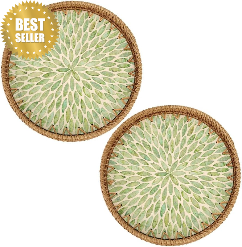 Rattan Serving Tray, Pearl Inlay Tray, a Luxurious Storage Tray, Suitable for th