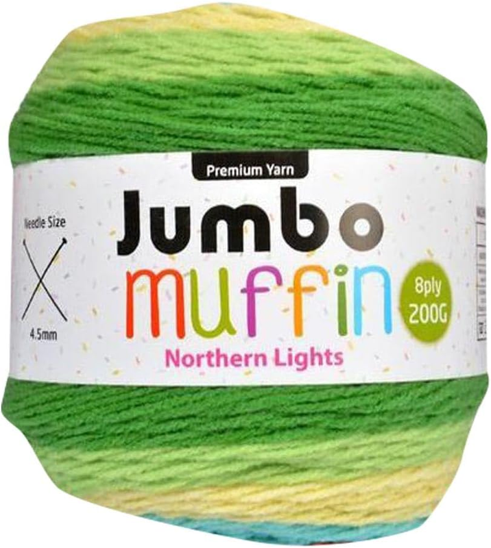 Jumbo Muffin 8-Ply Premium Knitting Yarn 200 G, Northern Lights