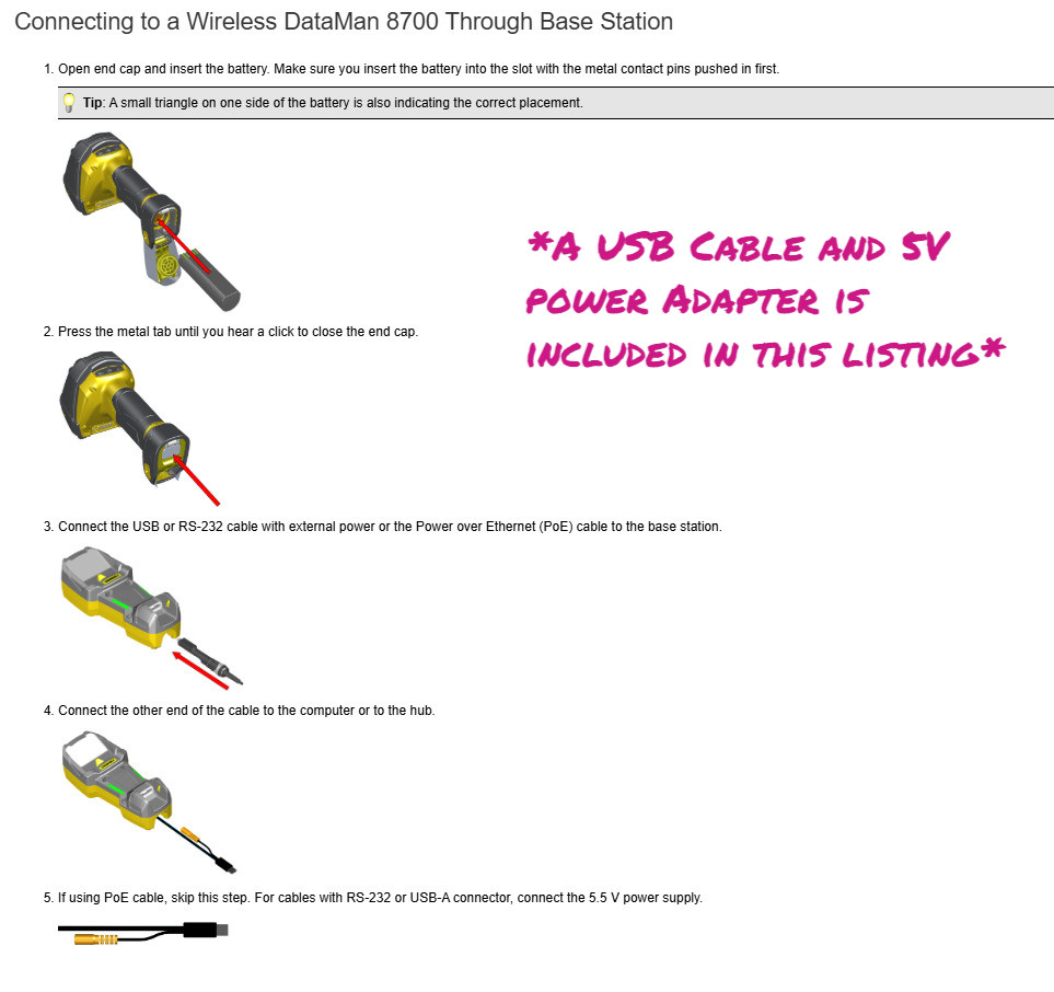Cognex DM8700DX Dataman w/ Full Bluetooth Kit Barcode Reader Base PWR: USB + 5V - Picture 2 of 6