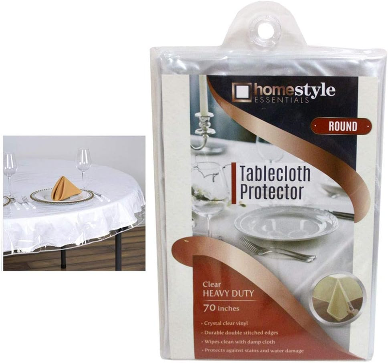 ATB Crystal Clear Vinyl Tablecloth Protector 70" round Plastic Table Cover Fit 4