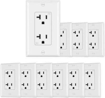10PACK Outlet Socket, Decora Duplex Receptacle, 20 Amp 125 Volt Tamper Resistant