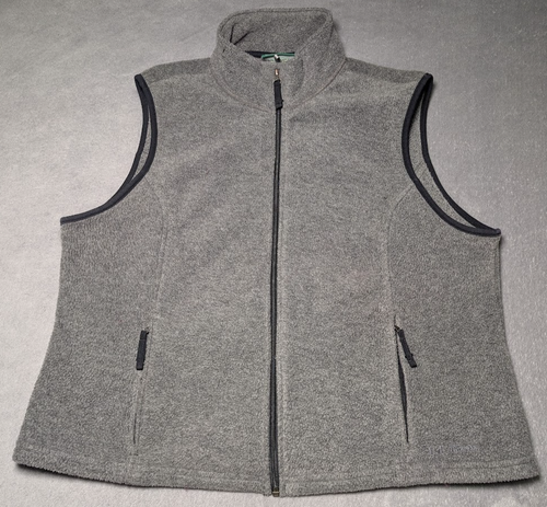 L.L. Bean Grey Fleece Polartec Zip Vest Adult Large Hand Pockets 0ALA7