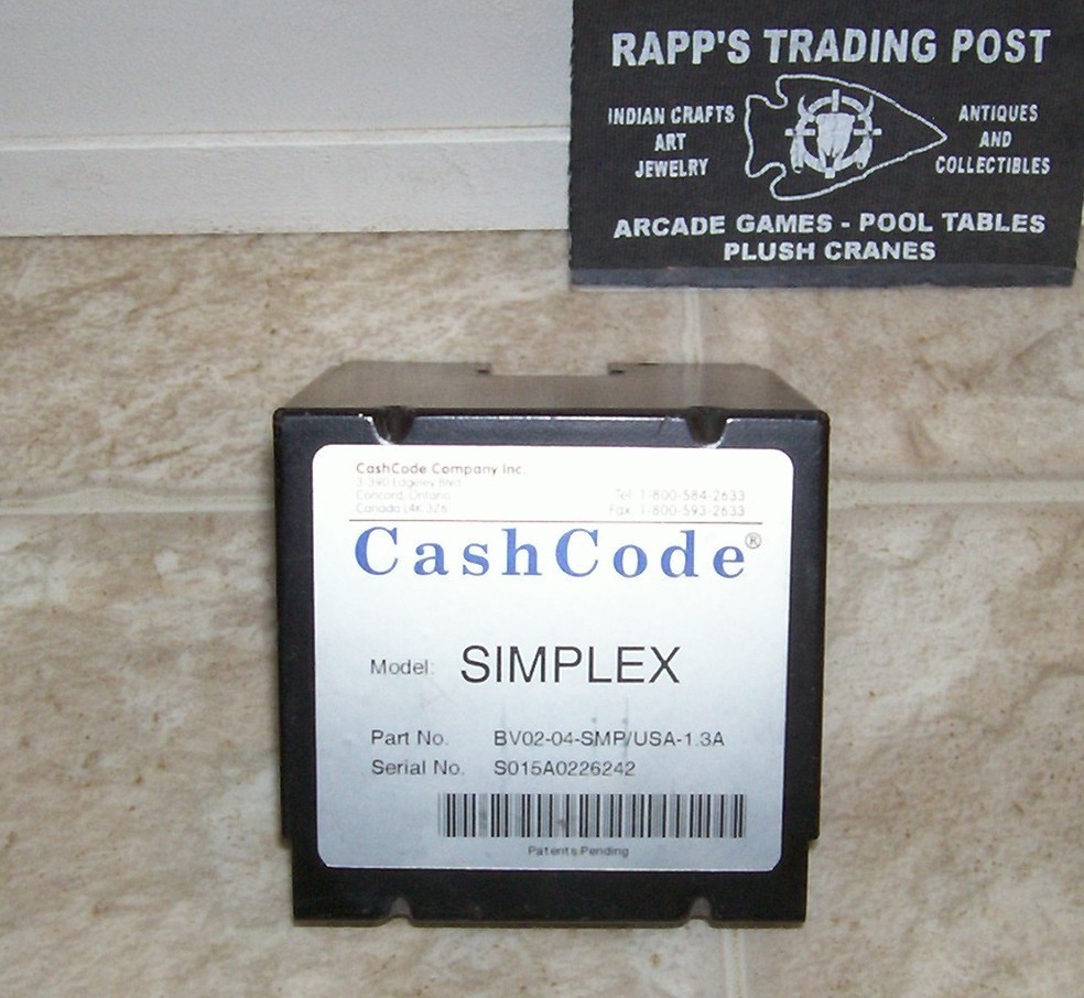Cash Code COVER dbv Arcade Change Machine Vending Part simplex BV02-04-SMP/USA-1