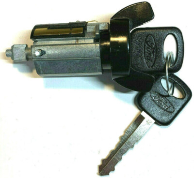 New For Select Ford Keyed Black Ignition Switch Lock Cylinder W/2 Logo Keys 