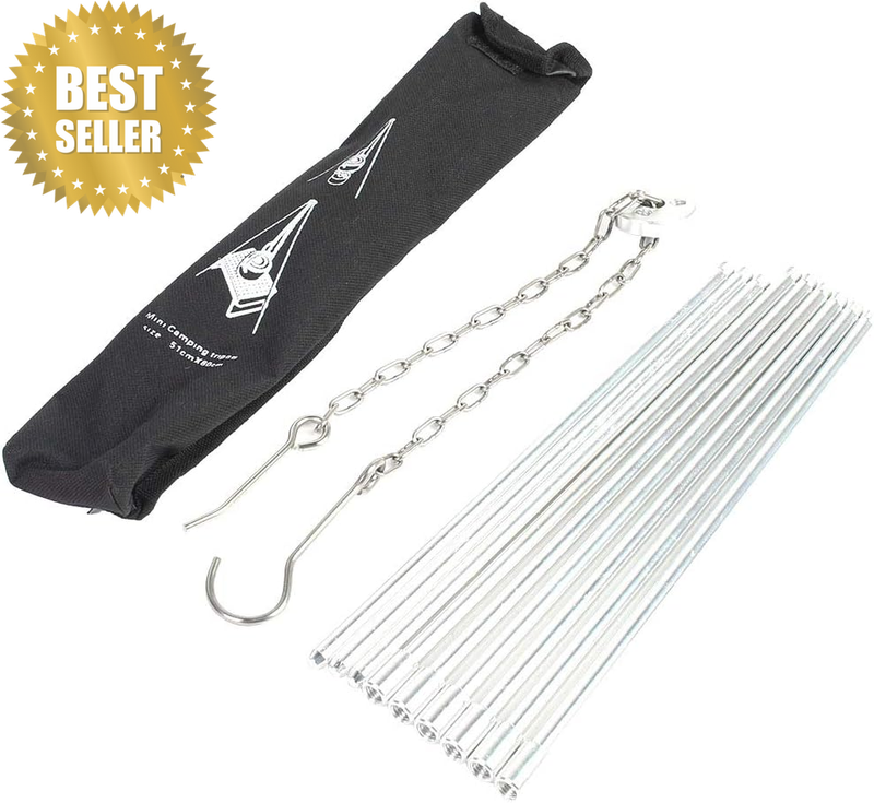 Portable Grill Foldable Tripod with Adjustable Chain for Camping Picnic