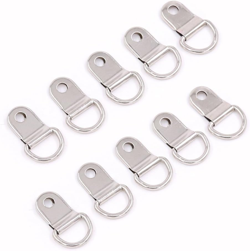110Pcs Silver Metal D Ring Picture Hangers Frame Hanging Hangers Single Hole wit
