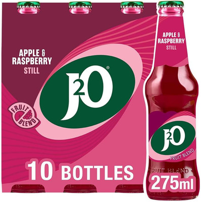 J2O Fruit Juice, Apple and Raspberry, 275ml Bottle (Pack of 10)