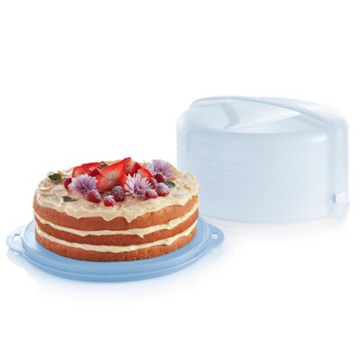 Tupperware LARGE Round Cake Taker or Pie w/Handle Sheer Cover