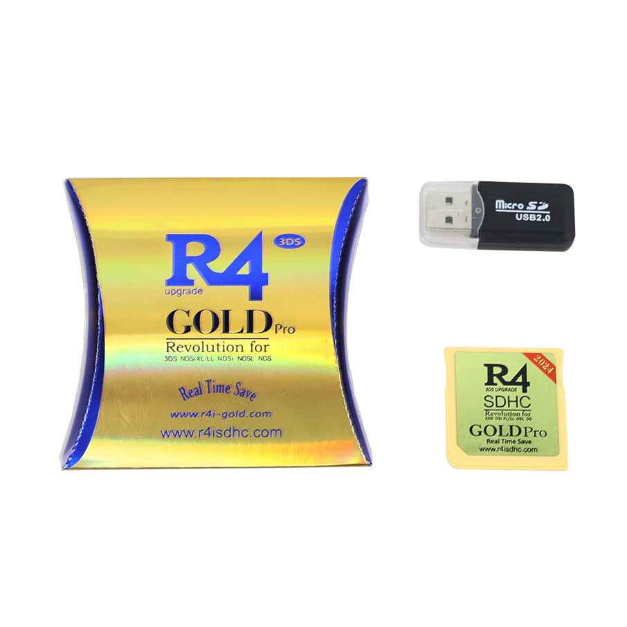 2024 R4I SDHC Upgrade Gold Pro Flash Cart + 32GB SD Card For Nintendo DS 3DS 2DS