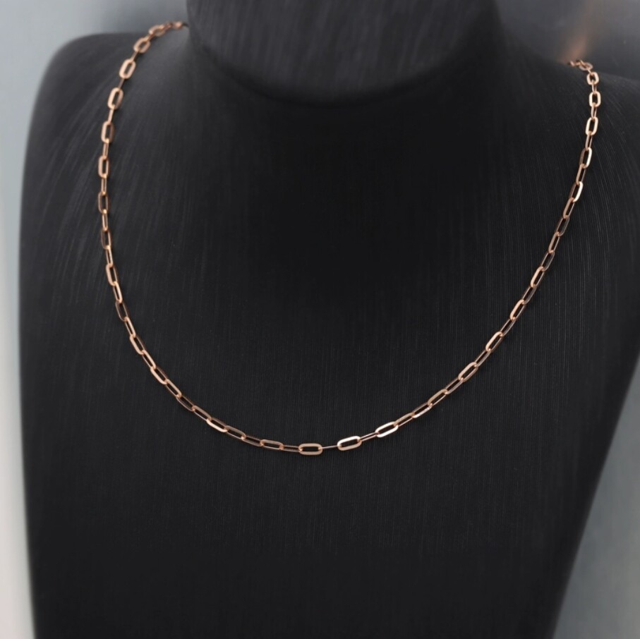 Pure 18K Rose Gold Au750 Lucky Square O Chain Necklace Link