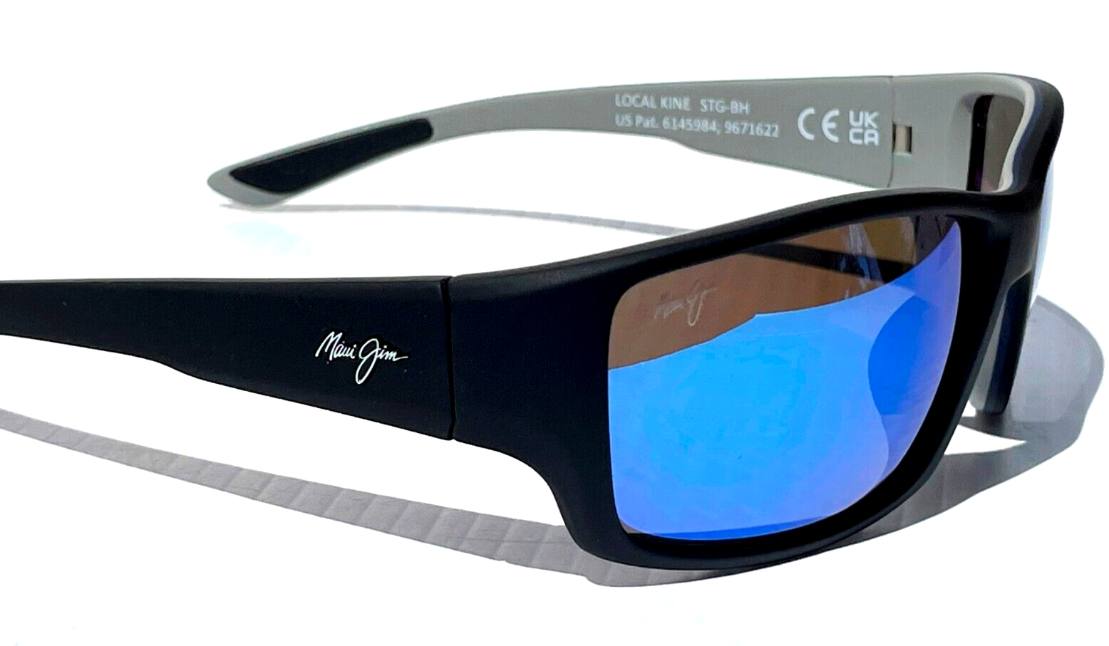 Pre-owned Maui Jim Local Kine Soft Black Polarized Blue Glass Sunglass B810-53b