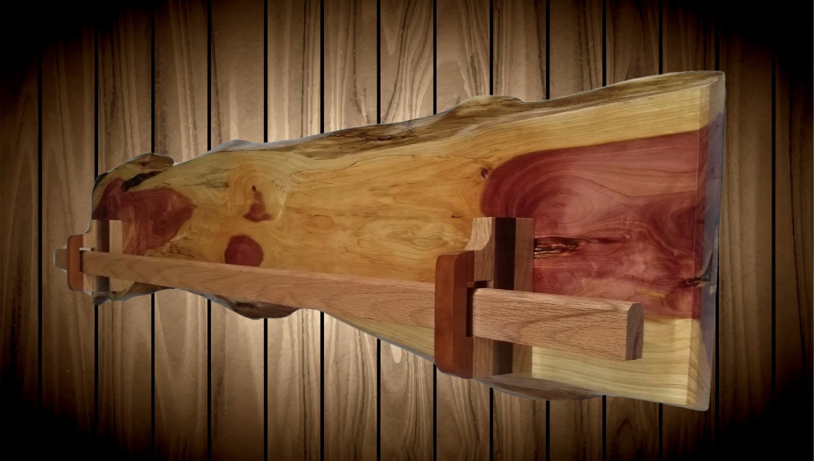 Rustic Hanging Wood Quilt Rack Live Edge Knotty Red Cedar Home Cabin Decor Gift