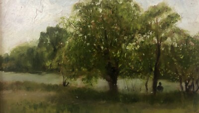 Matt Collins, ''Sat beneath the Trees'', Oil on board, Framed