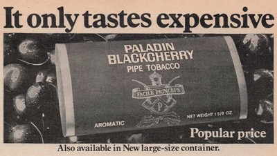 eBay listing image for 1970 Vintage Print Ad Paladin Black Cherry Pipe Tobacco It Only Tastes Expensive