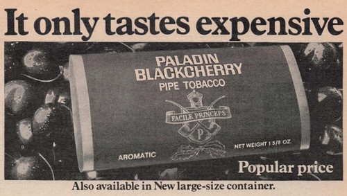 eBay listing image for 1970 Vintage Print Ad Paladin Black Cherry Pipe Tobacco It Only Tastes Expensive