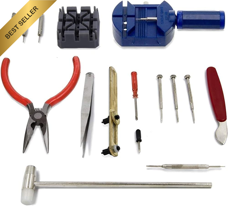 16 PCS Watchmaker Jewelry Repair Tool Kit Incl. Back Case Opener Band Pin Link R