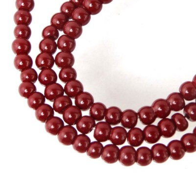 100 Glass Round Beads - Opaque Maroon / Amaranth 4mm