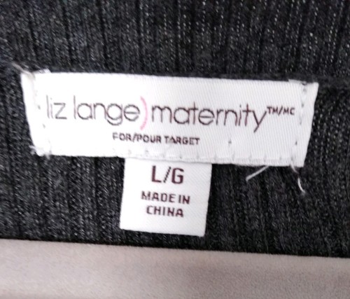 Liz Lange Maternity Sweater Shirt Size Large Long Sleeve Dark Gray Charcoal