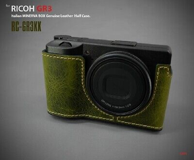 LIM'S Genuine Leather Camera Half Case Cover RC-GR3KK For Ricoh GR3 Khaki