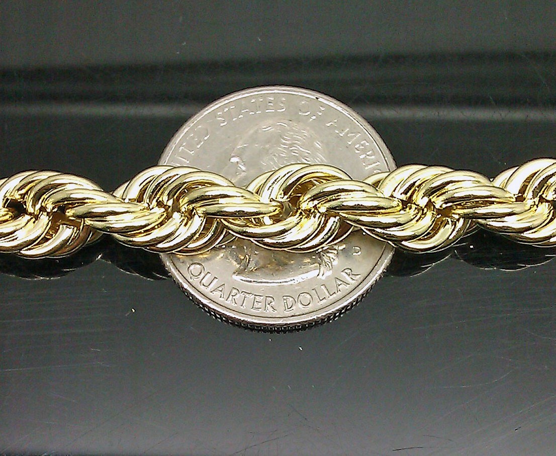 Pre-owned Globalwatches10 Real 10k Yellow Gold Rope Bracelet 8 Mm 8 Inch Lobster Men On Sale Free Shippin