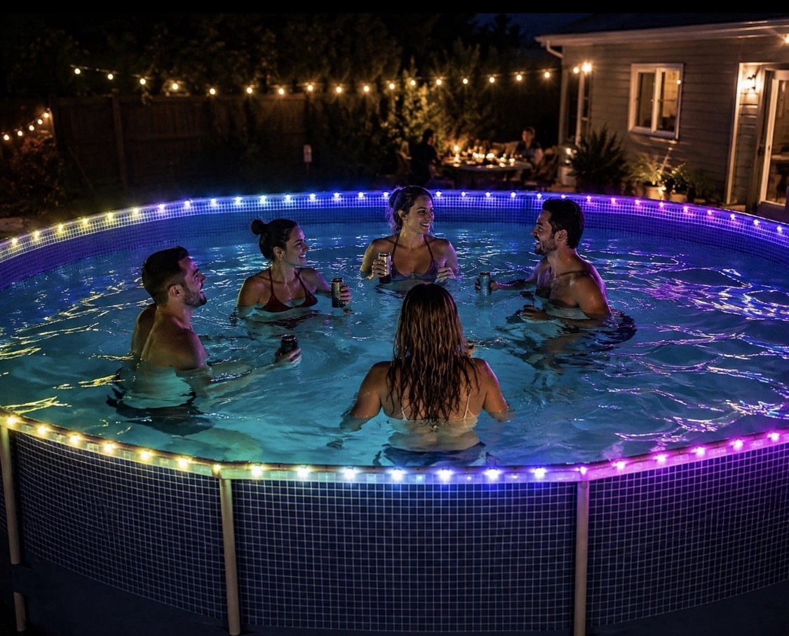 56FT Rope Lights 18FT Above Ground Pools 16 LED Colors Remote Control New Sealed