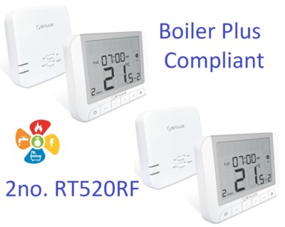 2x Salus RT520RF Digital Programmable Wireless Room Thermostat Boiler Plus