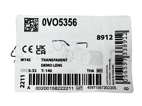 Vogue Eyewear NEW Transparent & Black Eyeglasses 52-17-140 Fashion Frames VO5356