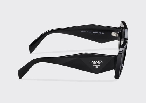 Pre-owned Prada Symbole Pr 08ys 1ab5so Black Silver Grey Lens Women Sunglasses In Grey Shaded