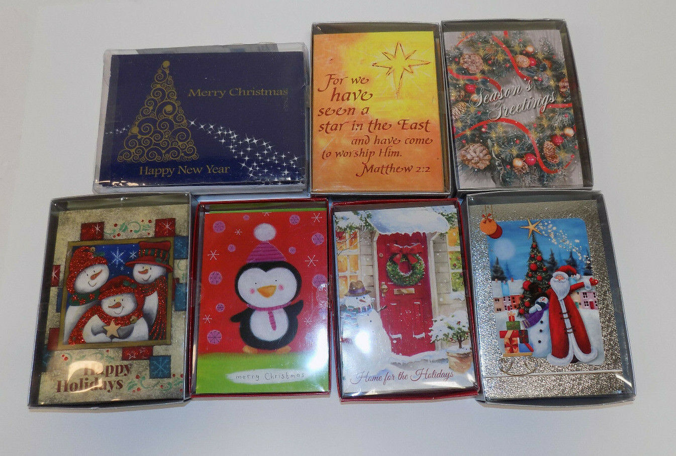 7 Pks New Christmas Holiday Seasons Greeting Card Packs 124 Ca...