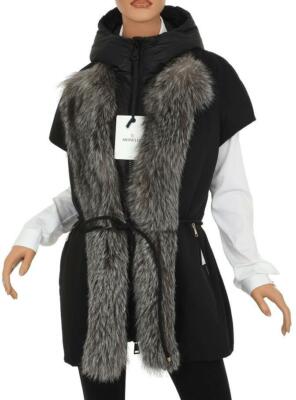 

НОВАЯ КУРТКА MONCLER TETI ЧЕРНАЯ ПУХОВАЯ ЖИЛЕТ ИЗ МЕХА ЕНОТА 2/44, Черный, TETI