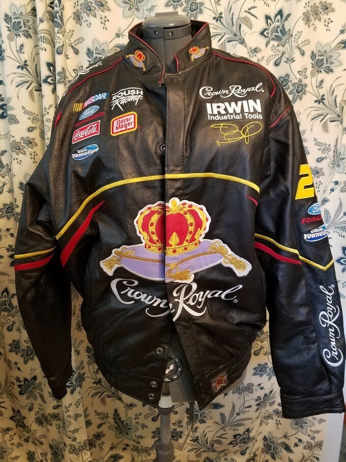 Men S Black Xl Leather Nascar Jacket 26 Jamie Mcmurray Gillette Young Guns Sportscards Com