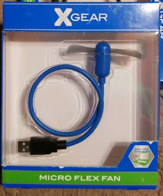 2 - USB X-Gear Micro Flex Fan, COOL & COMPACT BLUE OR BLACK 