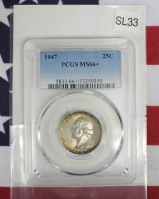 1947 Silver Washington Quarter 25c PCGS MS66+ (SL33)
