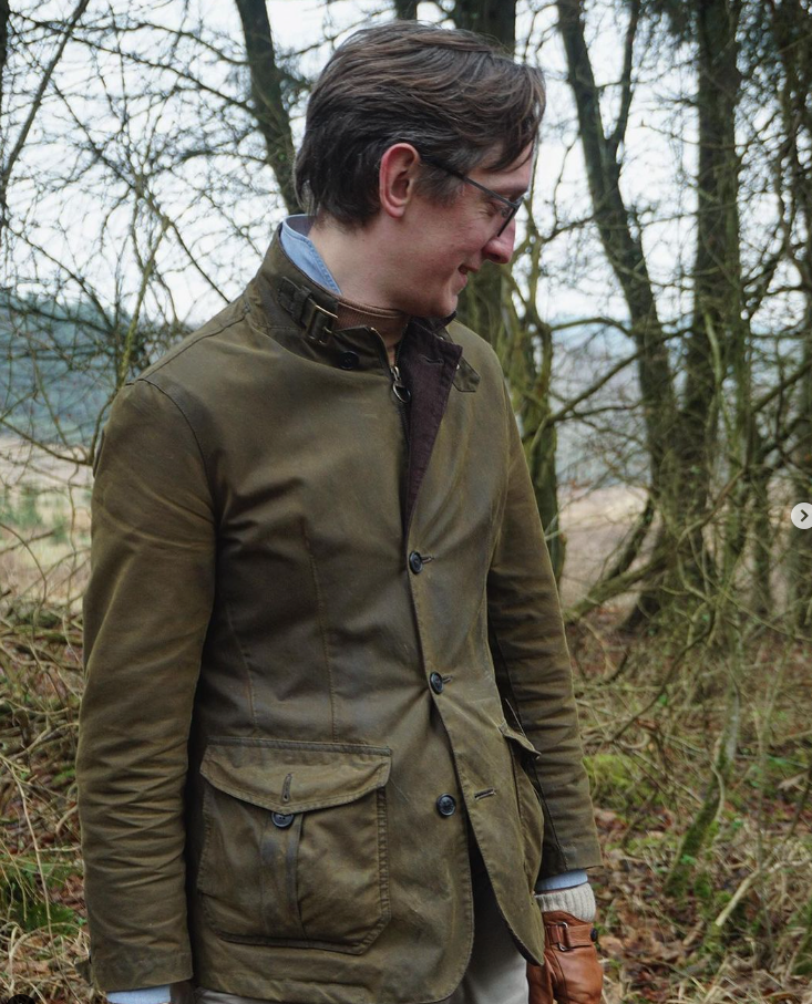 BARBOUR BARBOUR LUTZ MEN'S WAXED JACKET IN OLIVE MSRP$520 BRITISH LUXURY