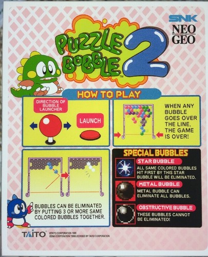Puzzle Bobble 2 Mini Neo Geo Arcade Marquee | eBay