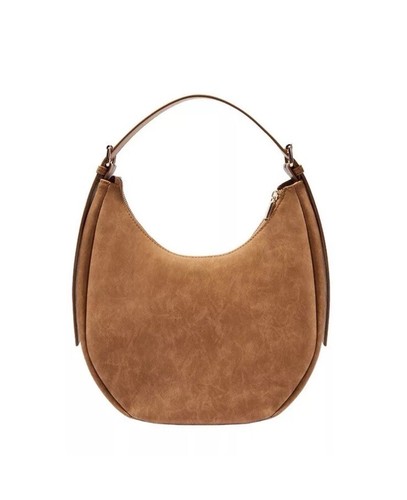◇NIEEH◇ CRESCENT BAG BROWN Brown Half Moon Bag. Snake Embossed Leather Large Size