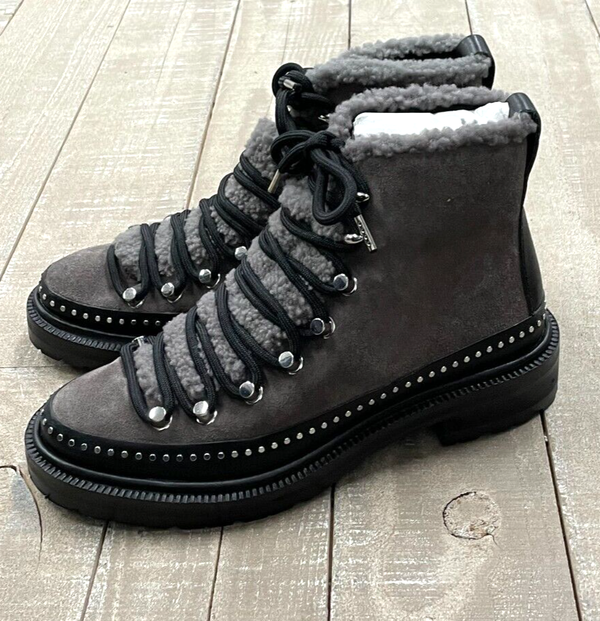 Pre-owned Rag & Bone $695  Compass Shearling Suede Boots In Grey Size: 36.5 (us 6.5) In Gray
