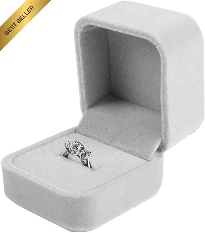 Velvet Ring Box for Wedding & Engagement, Premium Jewelry Gift Box with Soft Vel