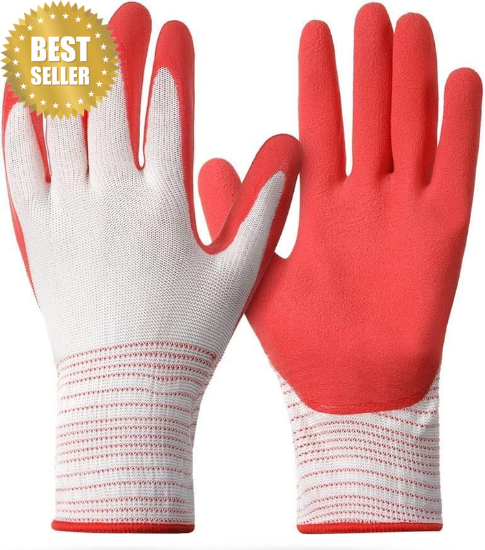 Garden Gloves for Women Unisex Work Gloves, Latex Crinkle Coated, Slip-Resistant