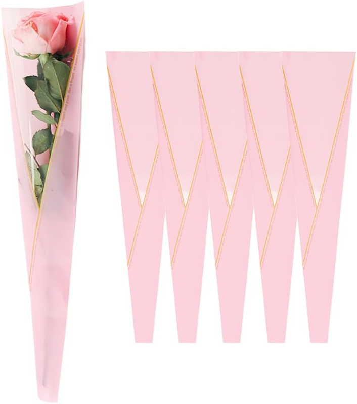 Single Rose Packaging Bag 100 Pack (pink)