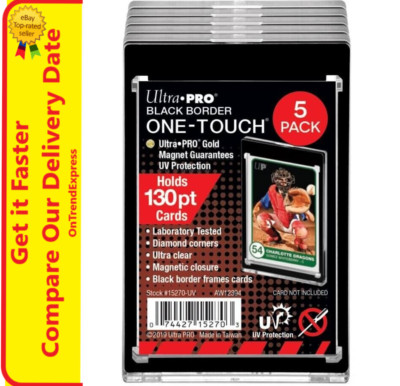 5 x Ultra Pro BLACK BORDER UV ONE TOUCH 130pt Magnetic Card Holder Protector
