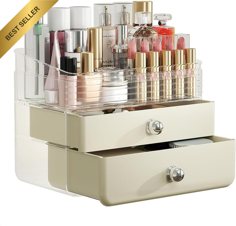 Makeup Organizer, Beauty Storage Box | Cosmetic Organizer with Drawers, Clear Ma
