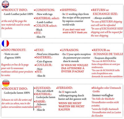 MARKENLOS - UNSERER PRODUKTION - HAND GEMACHT - IT DE HERREN LEDERJACKE BIKER MEN'S LEATHER JACKET COAT HOMME VESTE EN CUIR R38D