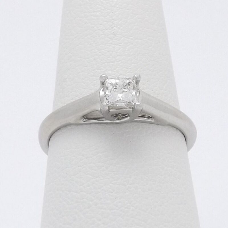 Tolkowsky Princess Cut Solitaire Diamond Engagement Ring 14k White Gold Platinum