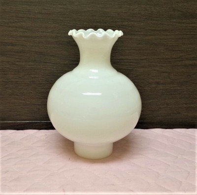 Vtg White Milk Glass Ruffle Hurricane Chimney Lamp Shade 9 1/4